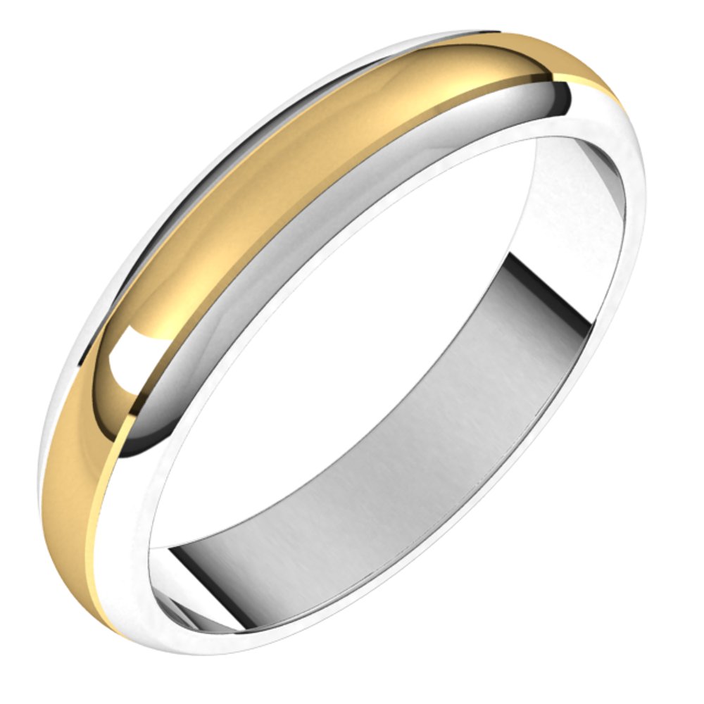 14K White/Yellow 4 mm Stepped Beveled-Edge Inlay Half Round Band Size 4