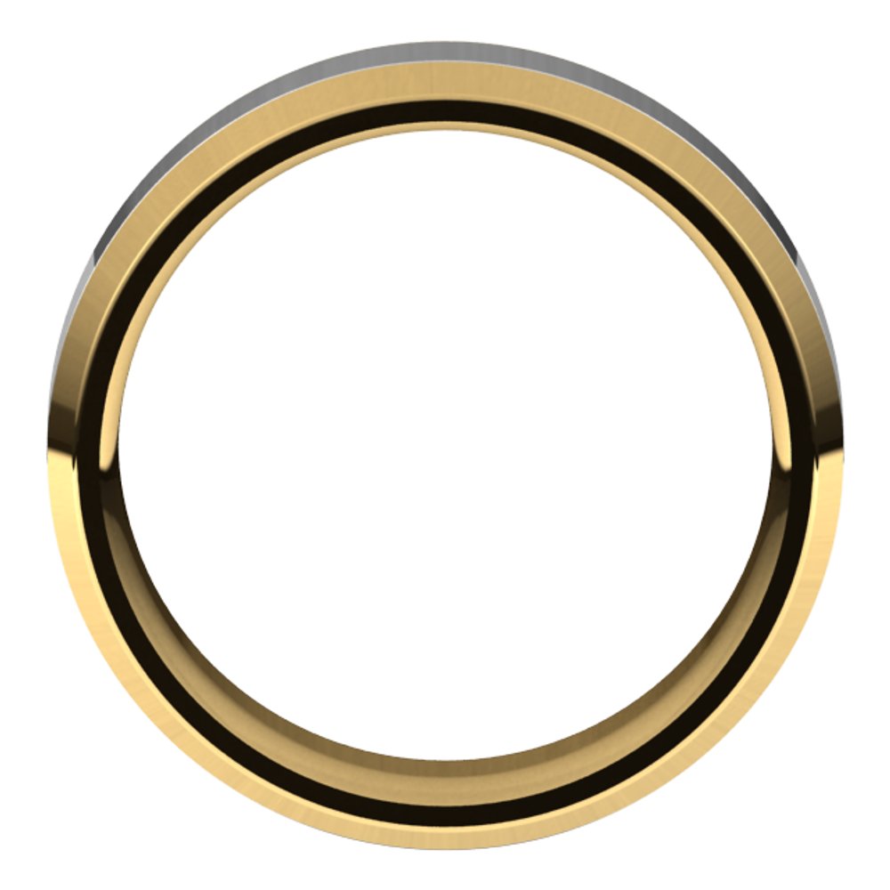 14K Yellow/White 7 mm Stepped Beveled-Edge Inlay Comfort-Fit Flat Band Size 11