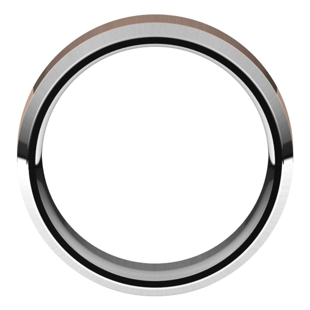 14K White/Rose 8 mm Stepped Beveled-Edge Inlay Comfort-Fit Flat Band Size 10.5