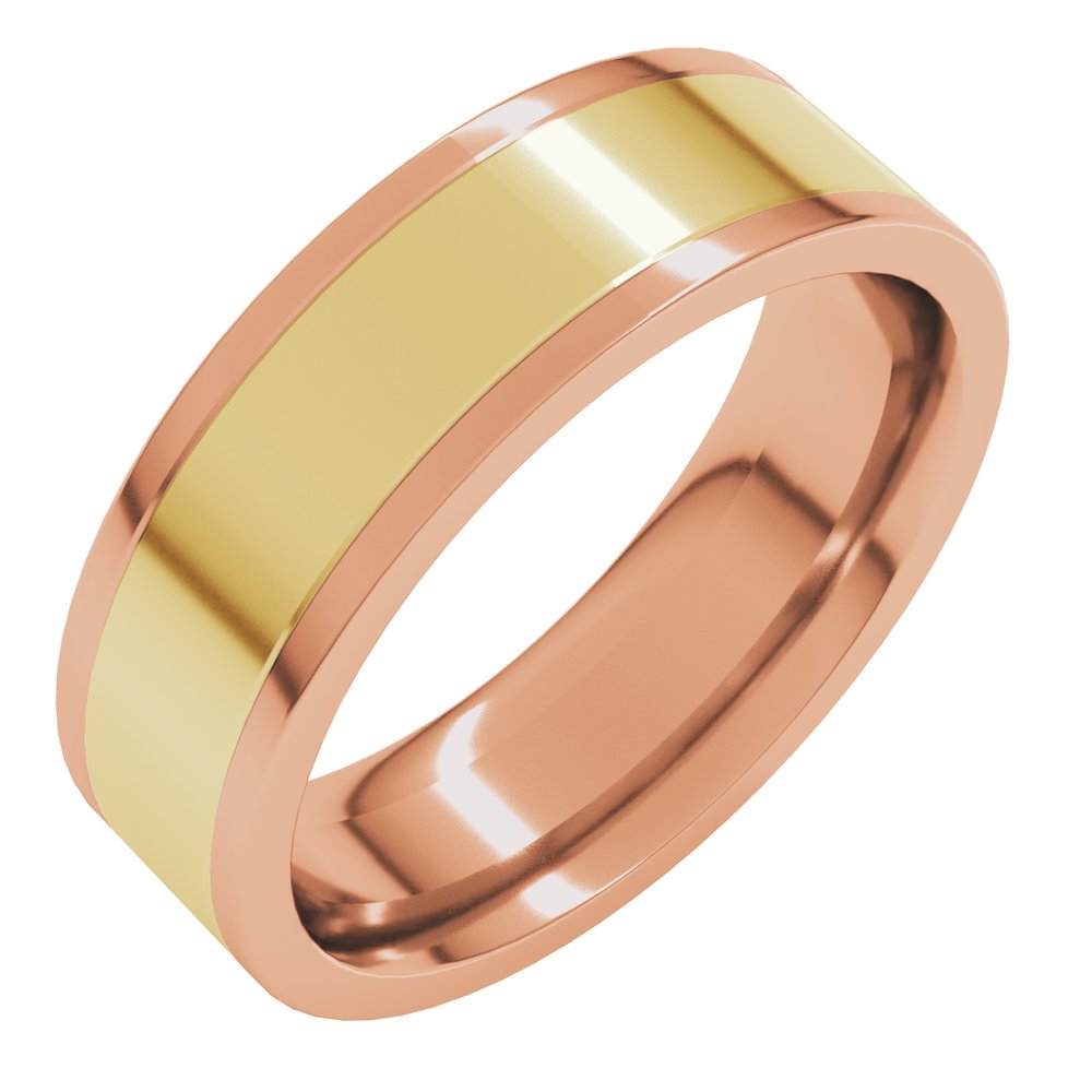 14K Rose/Yellow 6 mm Comfort-Fit Flat Band Size 10