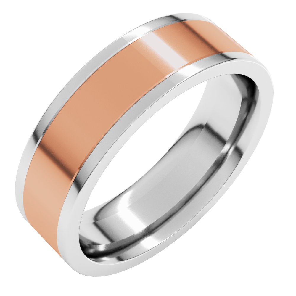 14K White/Rose 6 mm Comfort-Fit Flat Band Size 10