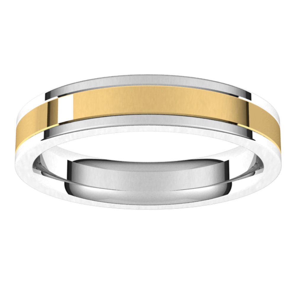 14K White/Yellow 4 mm Comfort-Fit Flat Band Size 9