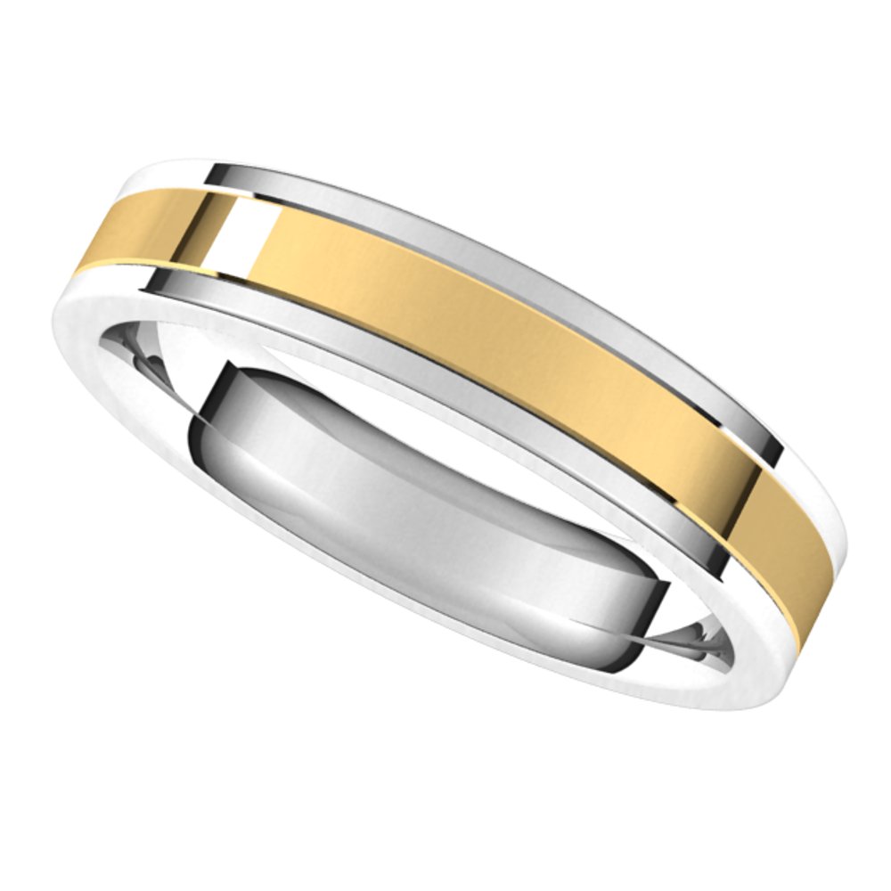 14K White/Yellow 4 mm Comfort-Fit Flat Band Size 9