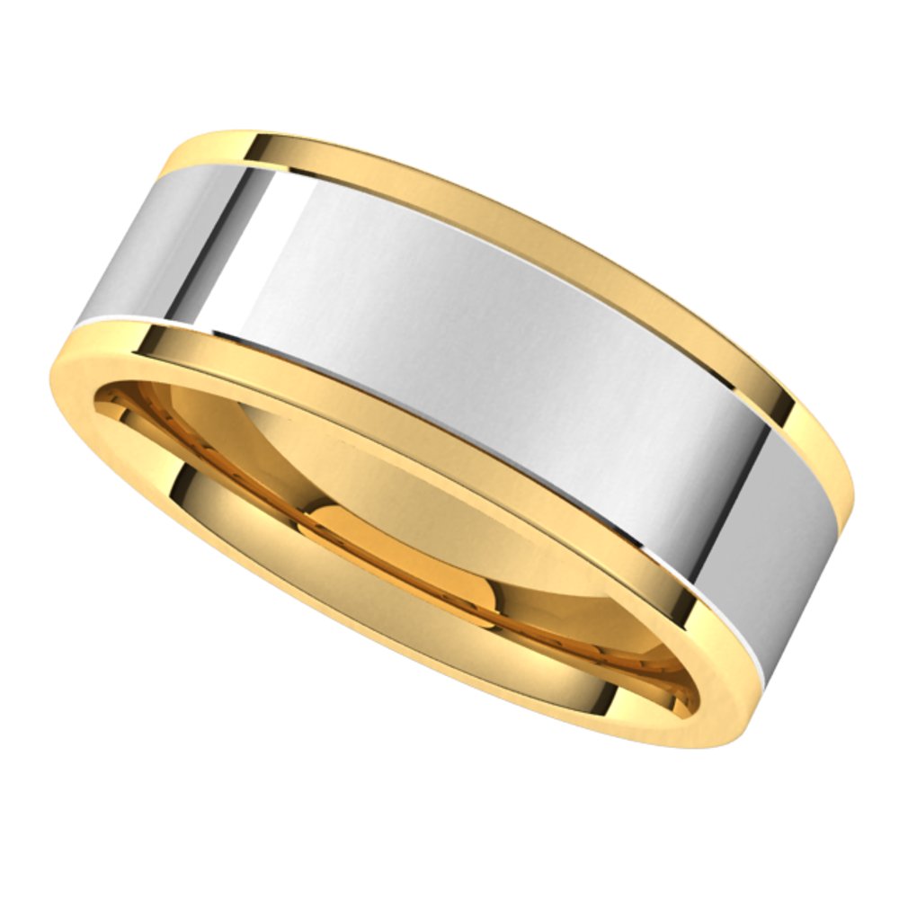 14K Yellow/White 7 mm Comfort-Fit Flat Band