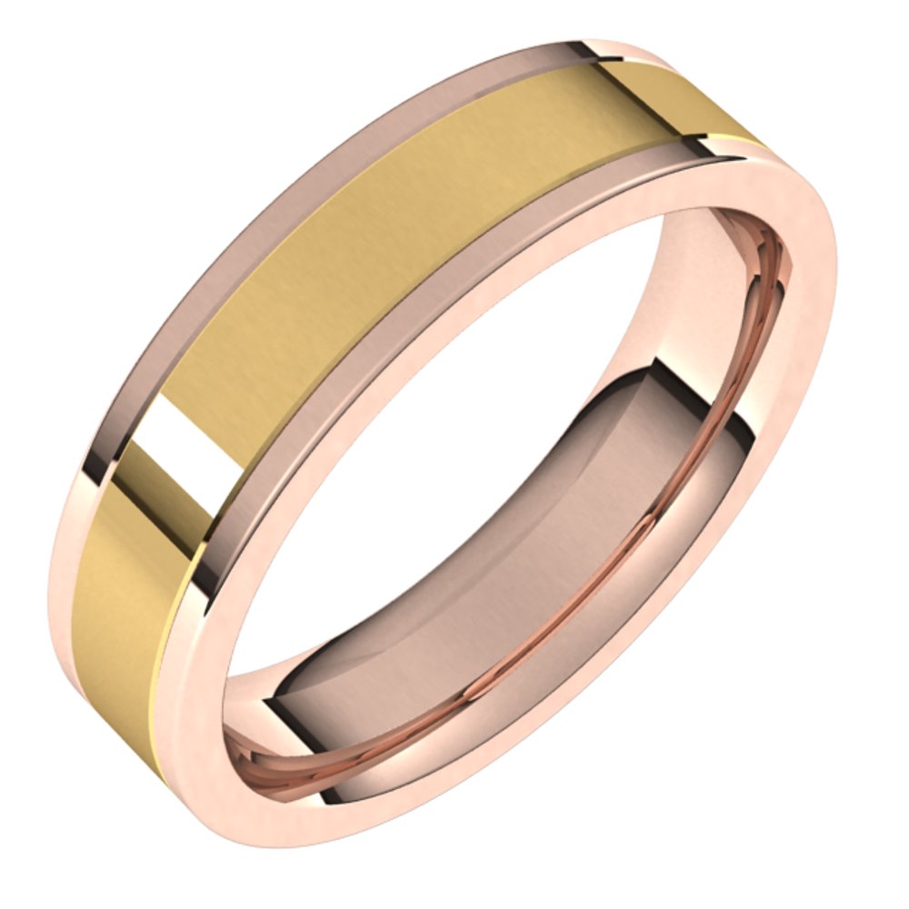 14K Rose/Yellow 5 mm Comfort-Fit Flat Band Size 10