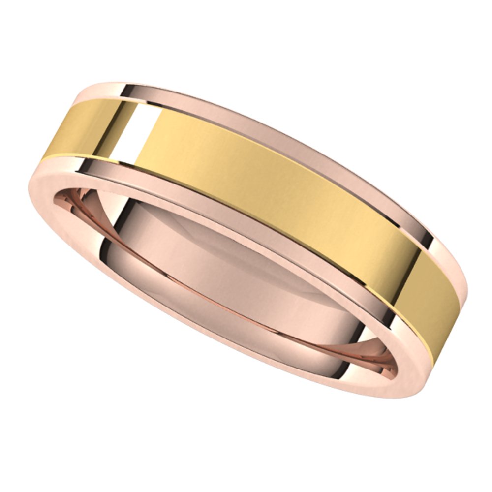 14K Rose/Yellow 5 mm Comfort-Fit Flat Band Size 10
