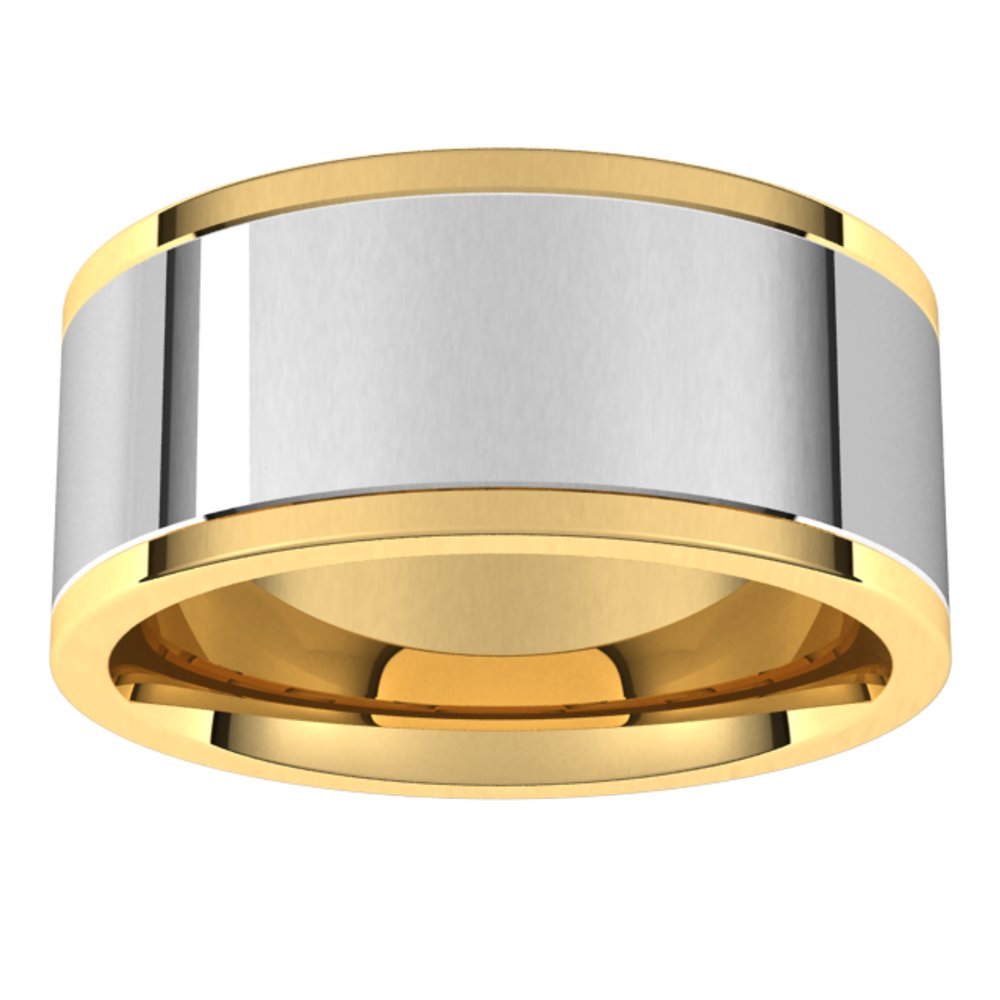 14K Yellow/White 9 mm Comfort-Fit Flat Band Size 10.5