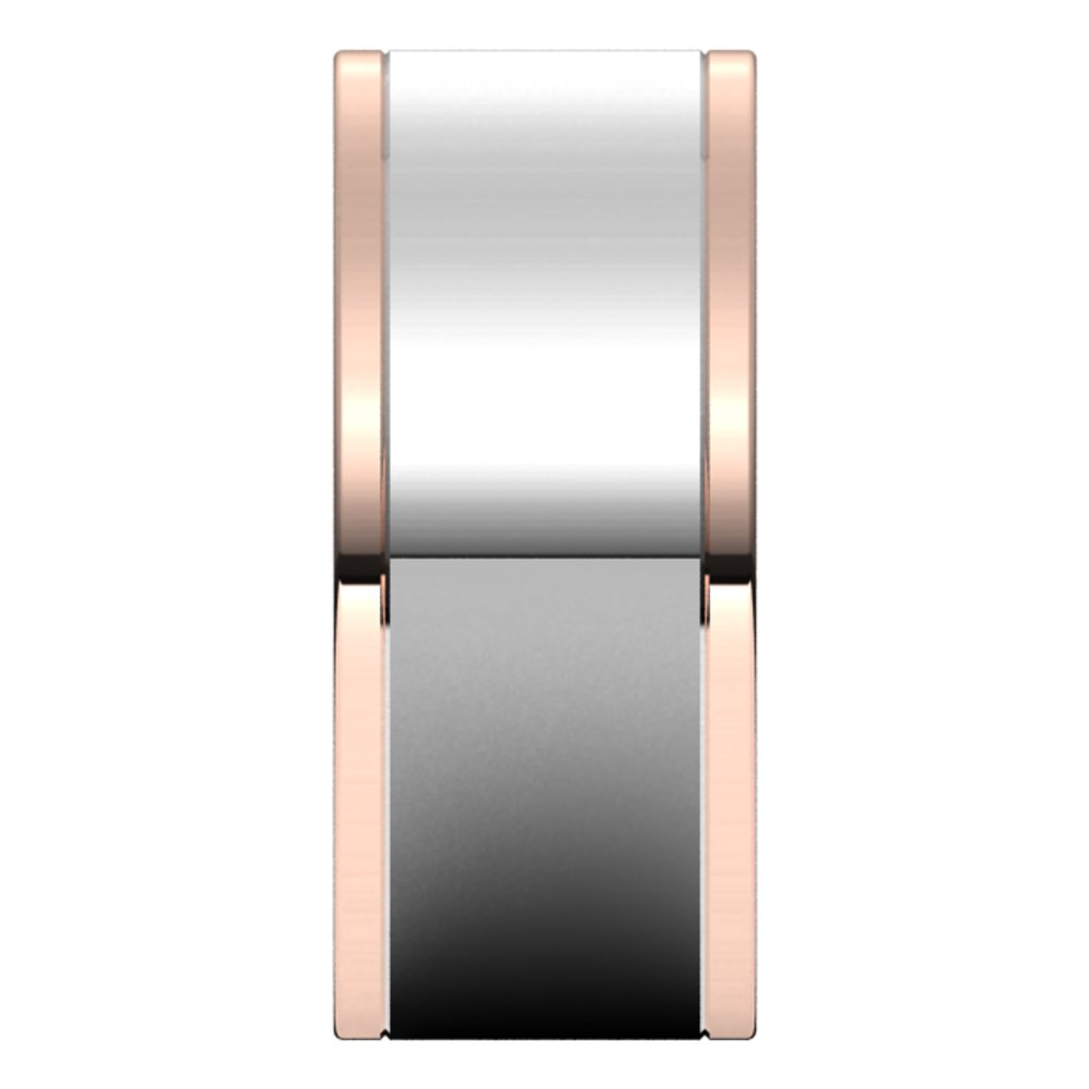 14K Rose/White 9 mm Comfort-Fit Flat Band Size 10.5