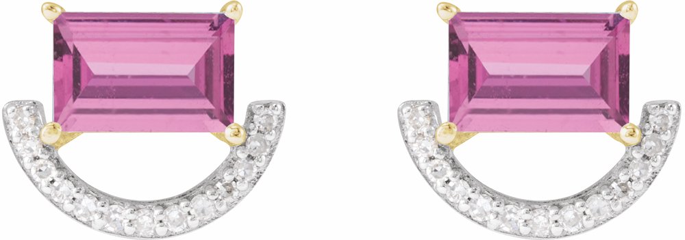 Rhodium-Plated 14K Yellow Imitation Pink Sapphire & 3/4 CTW Natural Diamond Earrings