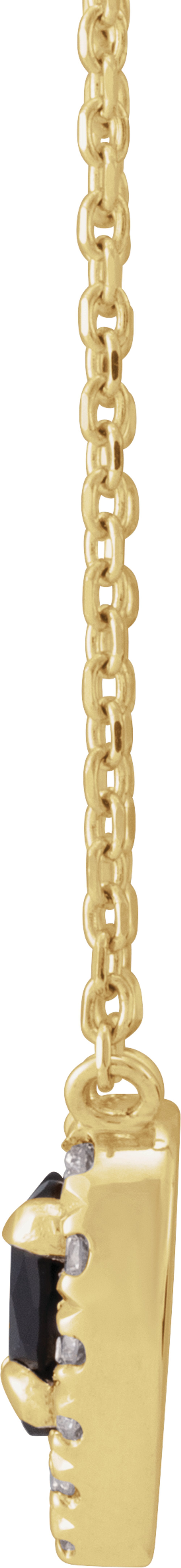 14K Yellow Gold Natural Onyx & 1/8 CTW Natural Diamond French-Set Halo-Style 18" Necklace