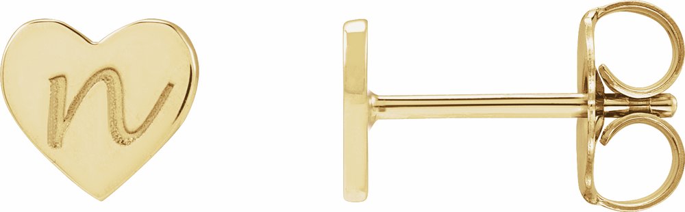 14K Yellow Gold 6 mm Engravable Heart Earrings