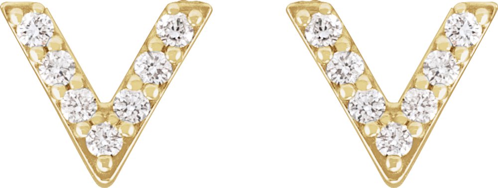 14K Yellow 1/10 CTW Natural Diamond V Earrings
