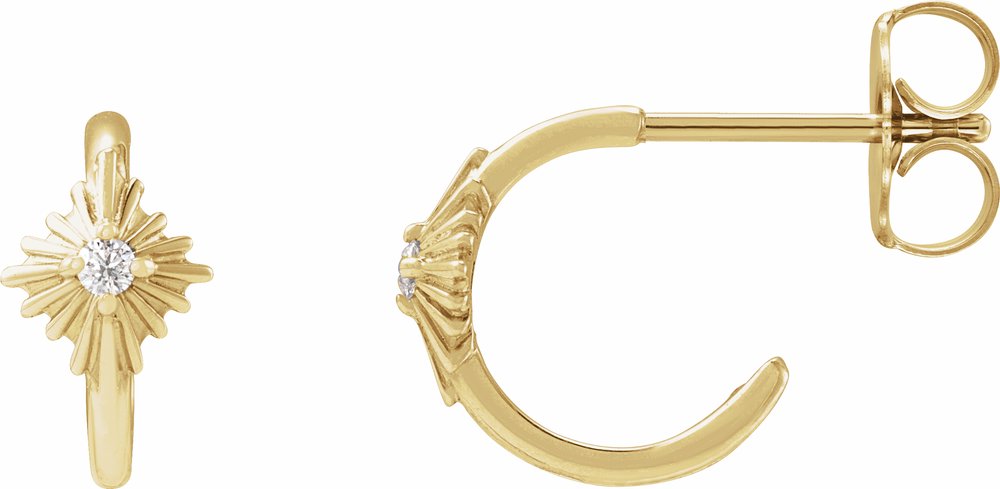 14K Yellow Gold .03 CTW Natural Diamond 10 mm Star Hoop Earrings