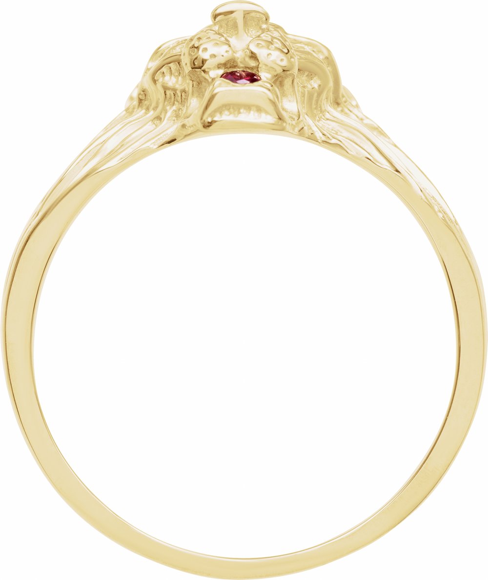 14K Yellow .06 CTW Natural Diamond & Natural Ruby Lion Head Ring