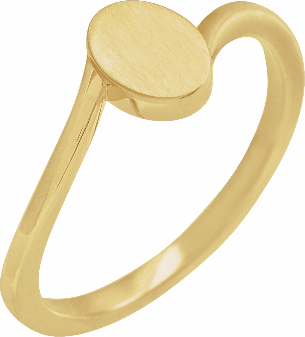 14K Yellow Engravable Oval Signet Ring