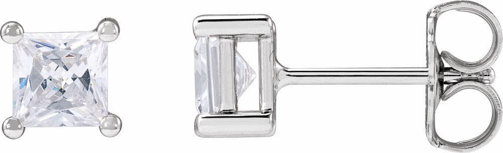 14K White Gold 3.9 mm Square 3/4 CTW Lab-Grown Diamond Earrings