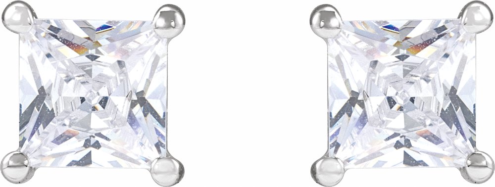 14K White 4.5 mm Square 1 CTW Lab-Grown Diamond Earrings