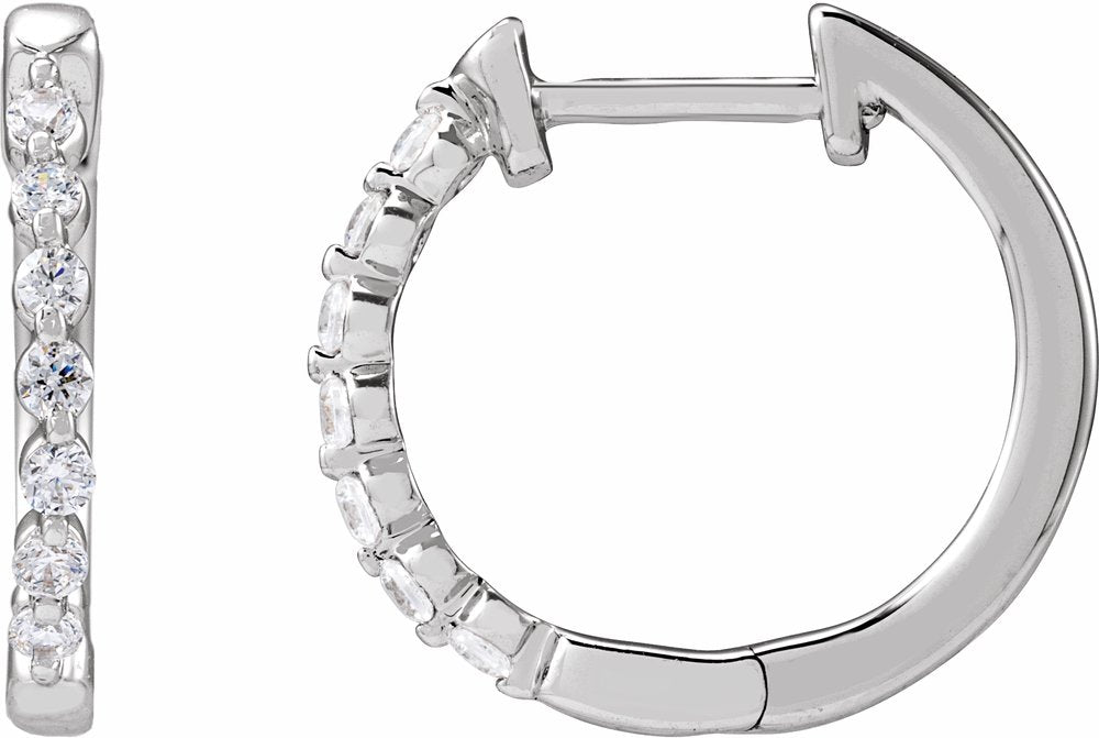 14K White Gold 1/5 CTW Lab-Grown Diamond Hoop Earrings