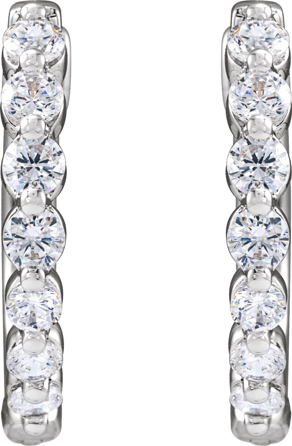 14K White Gold 1/2 CTW Lab-Grown Diamond Hoop Earrings