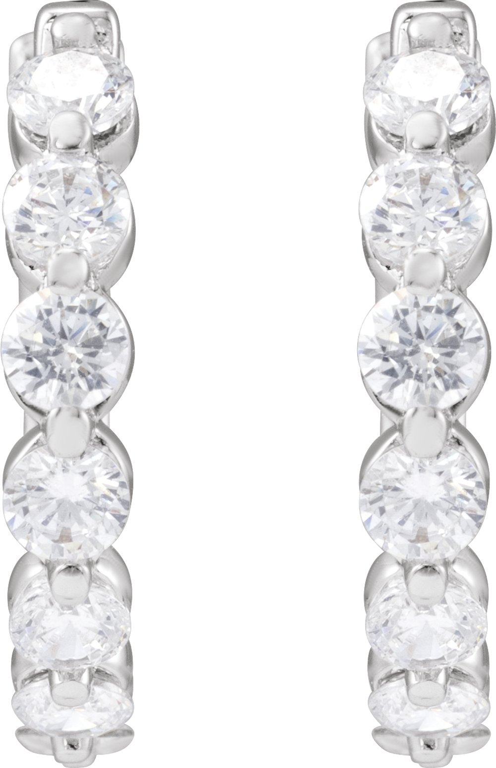 14K White Gold 1 CTW Lab-Grown Diamond Hoop Earrings