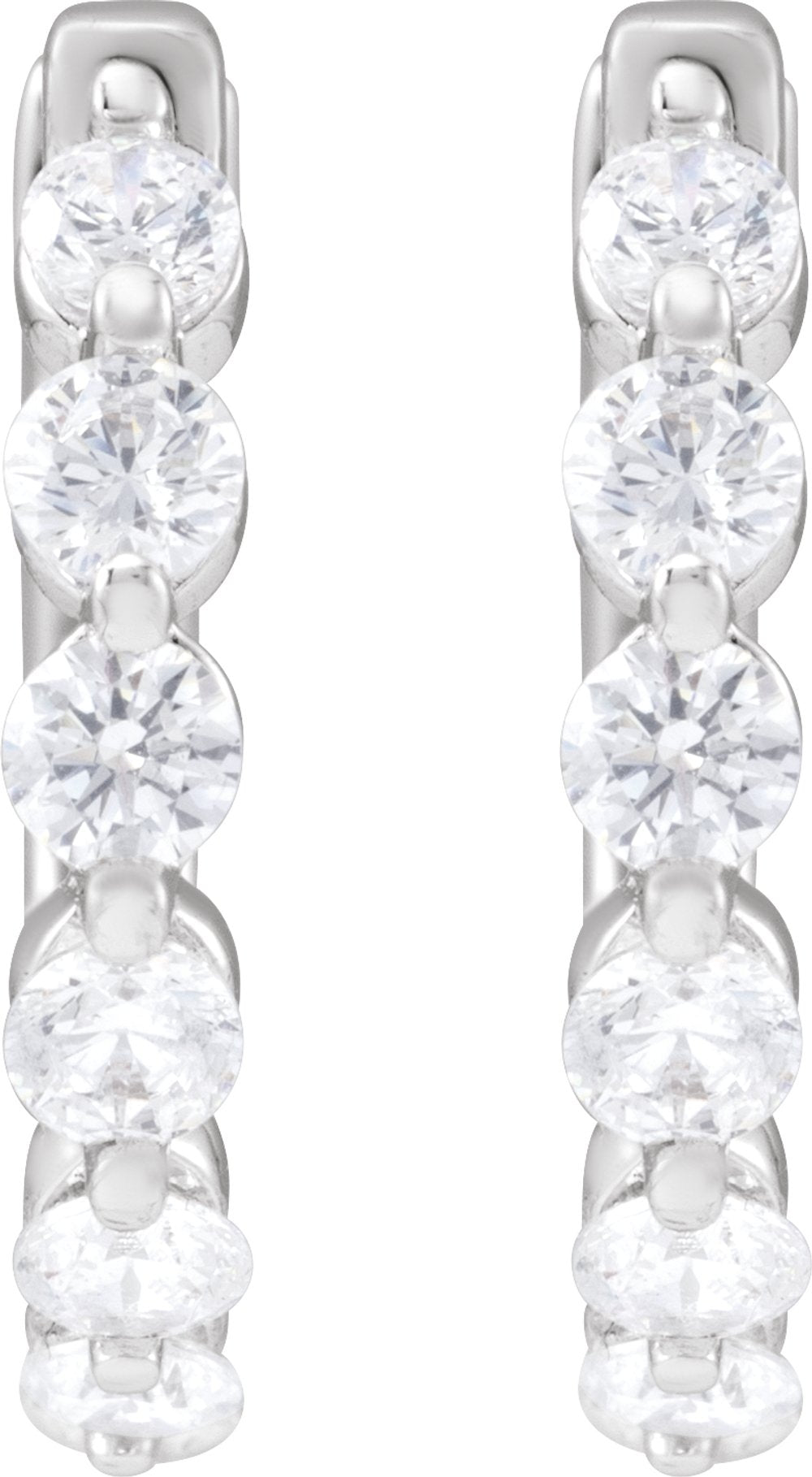 14K White Gold 3/4 CTW Lab-Grown Diamond Hoop Earrings