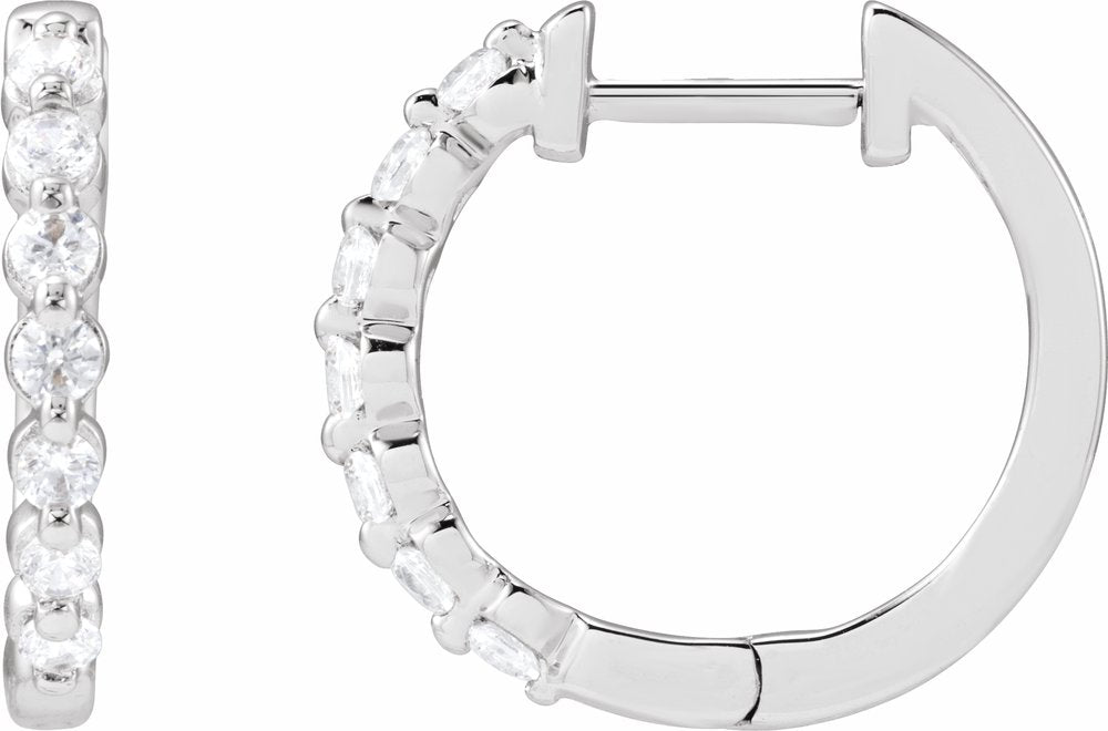 14K White Gold 1/3 CTW Lab-Grown Diamond Hoop Earrings