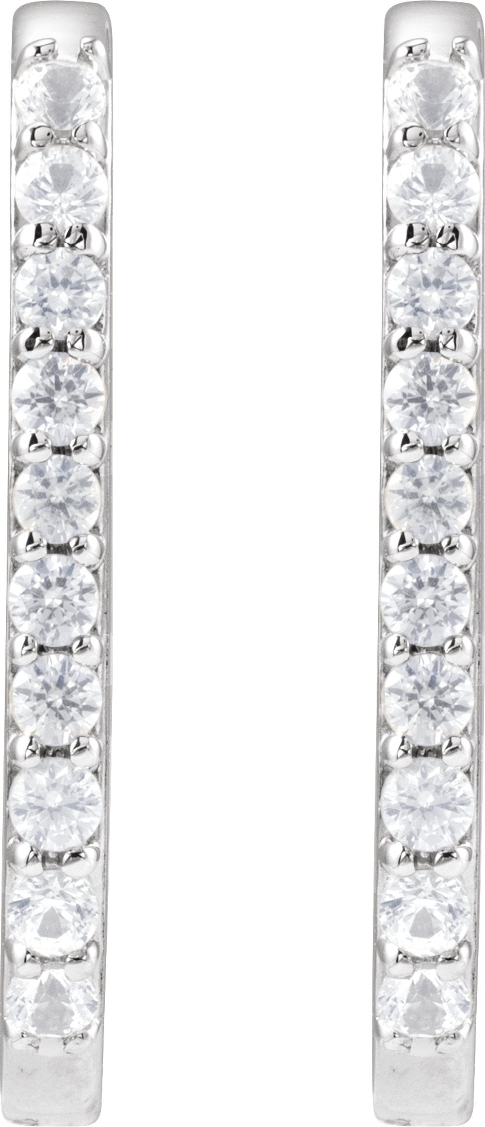 14K White Gold Natural White Sapphire 20 mm Hoop Earrings