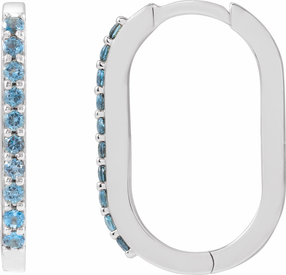Sterling Silver Natural London Blue Topaz 20 mm Hoop Earrings