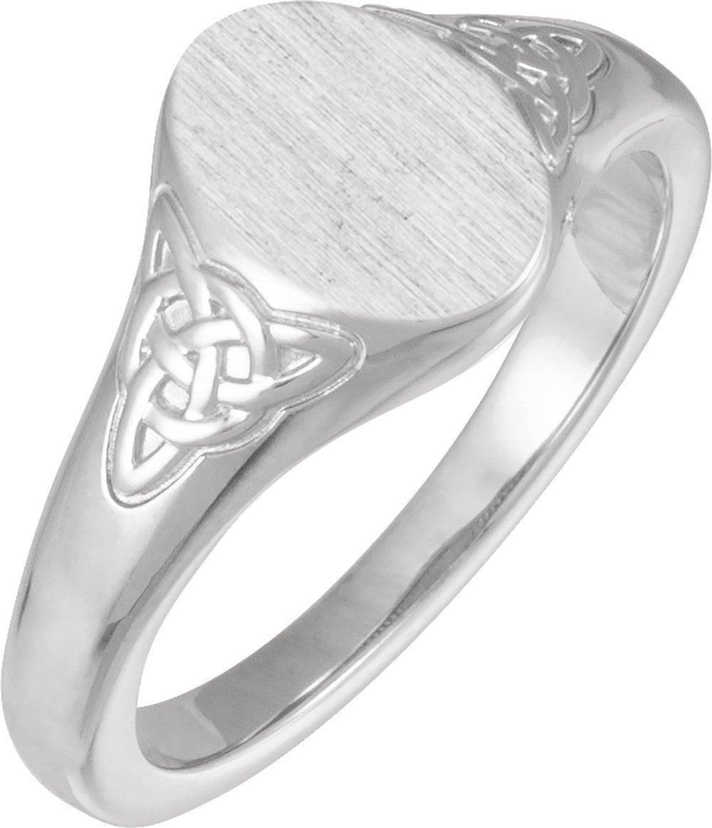 Sterling Silver Engravable Oval Celtic-Inspired Signet Ring