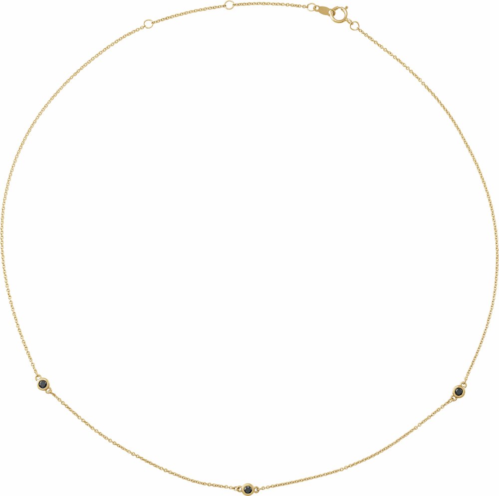 14K Yellow Gold 1/5 CTW Natural Black Diamond 3-Station 16-18" Necklace