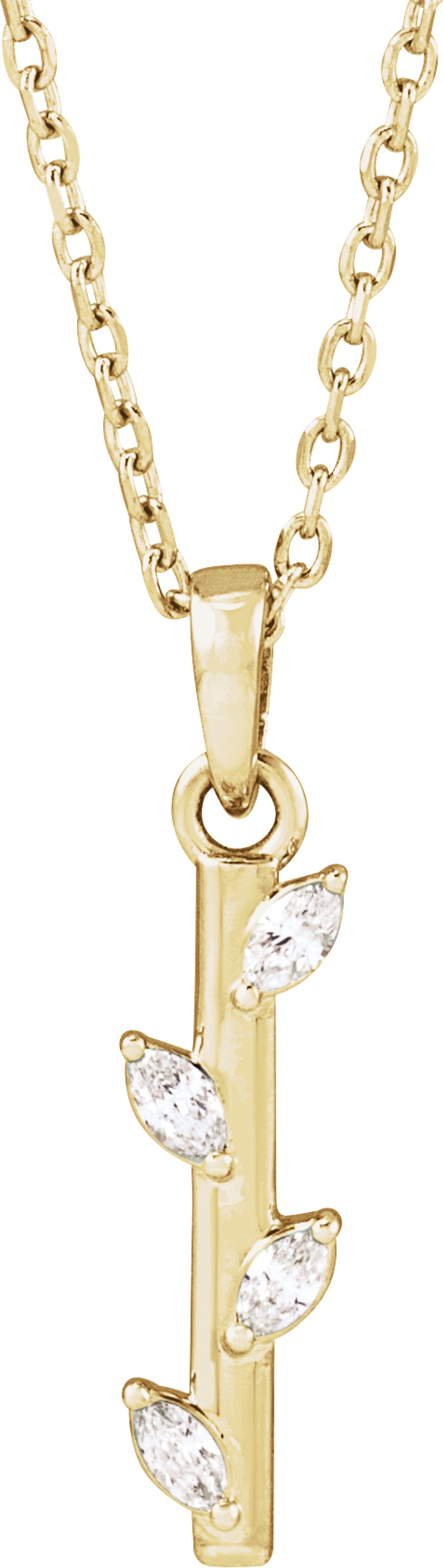 14K Yellow Gold .07 CTW Natural Diamond Bar 16-18" Necklace