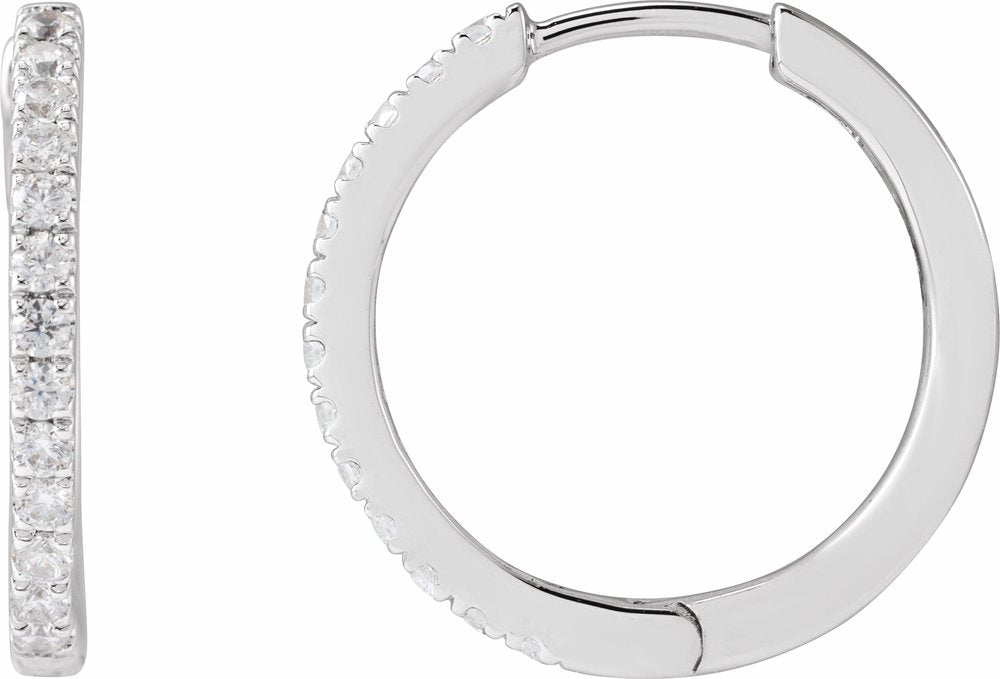 14K White Gold 1/3 CTW Lab-Grown Diamond 16.3 mm Hoop Earrings