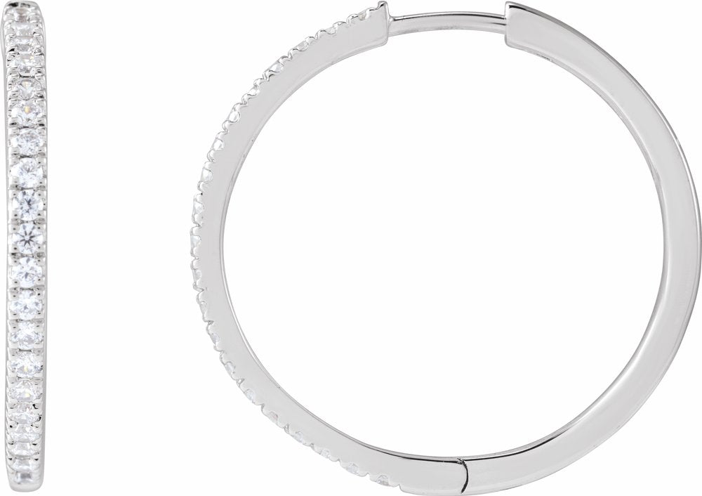 14K White Gold 1/2 CTW Lab-Grown Diamond 22.9 mm Hoop Earrings