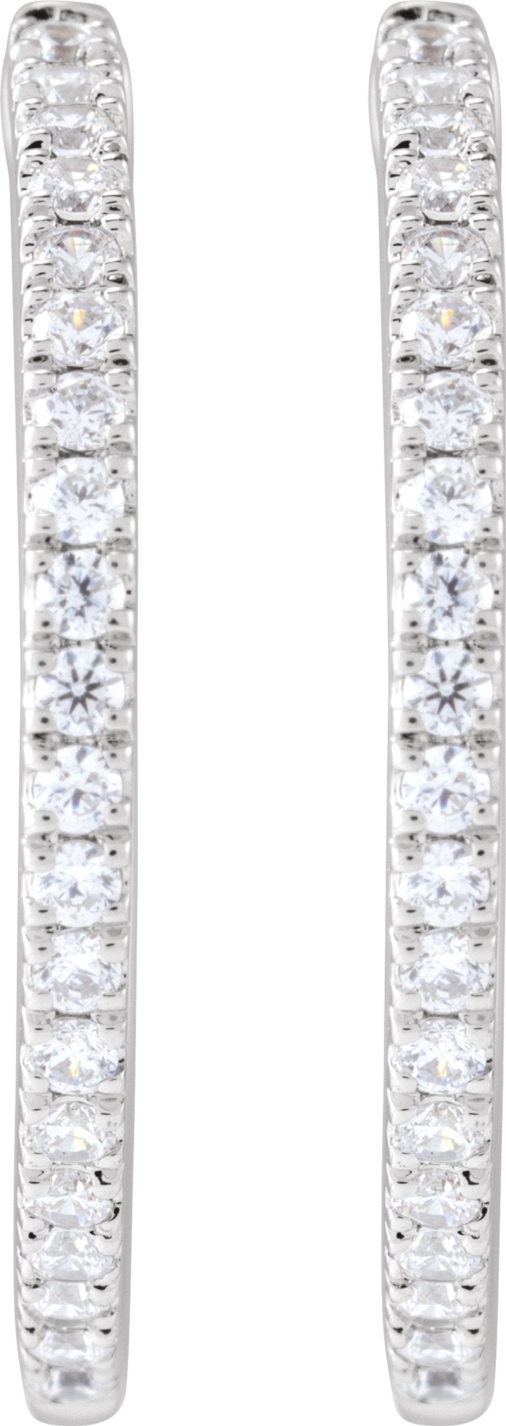 14K White Gold 1/2 CTW Lab-Grown Diamond 22.9 mm Hoop Earrings