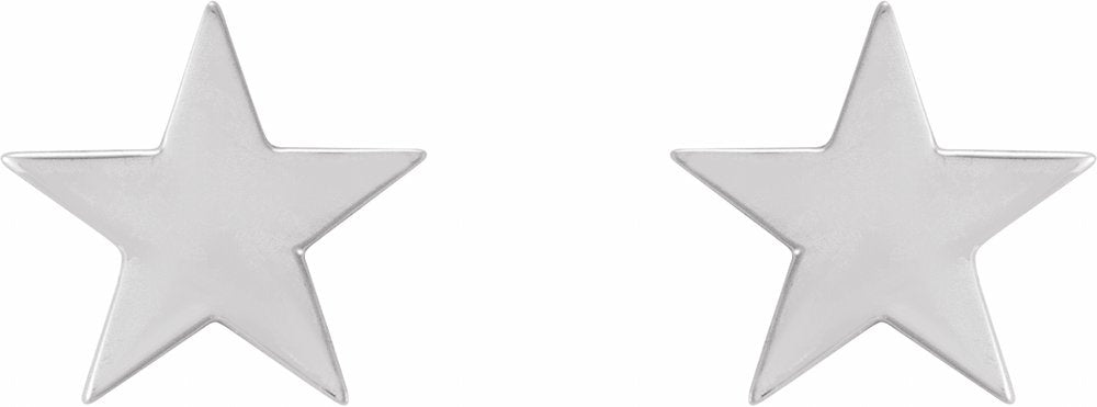 14K White 6.2 mm Star 6mm/8mm Press Fit Earrings