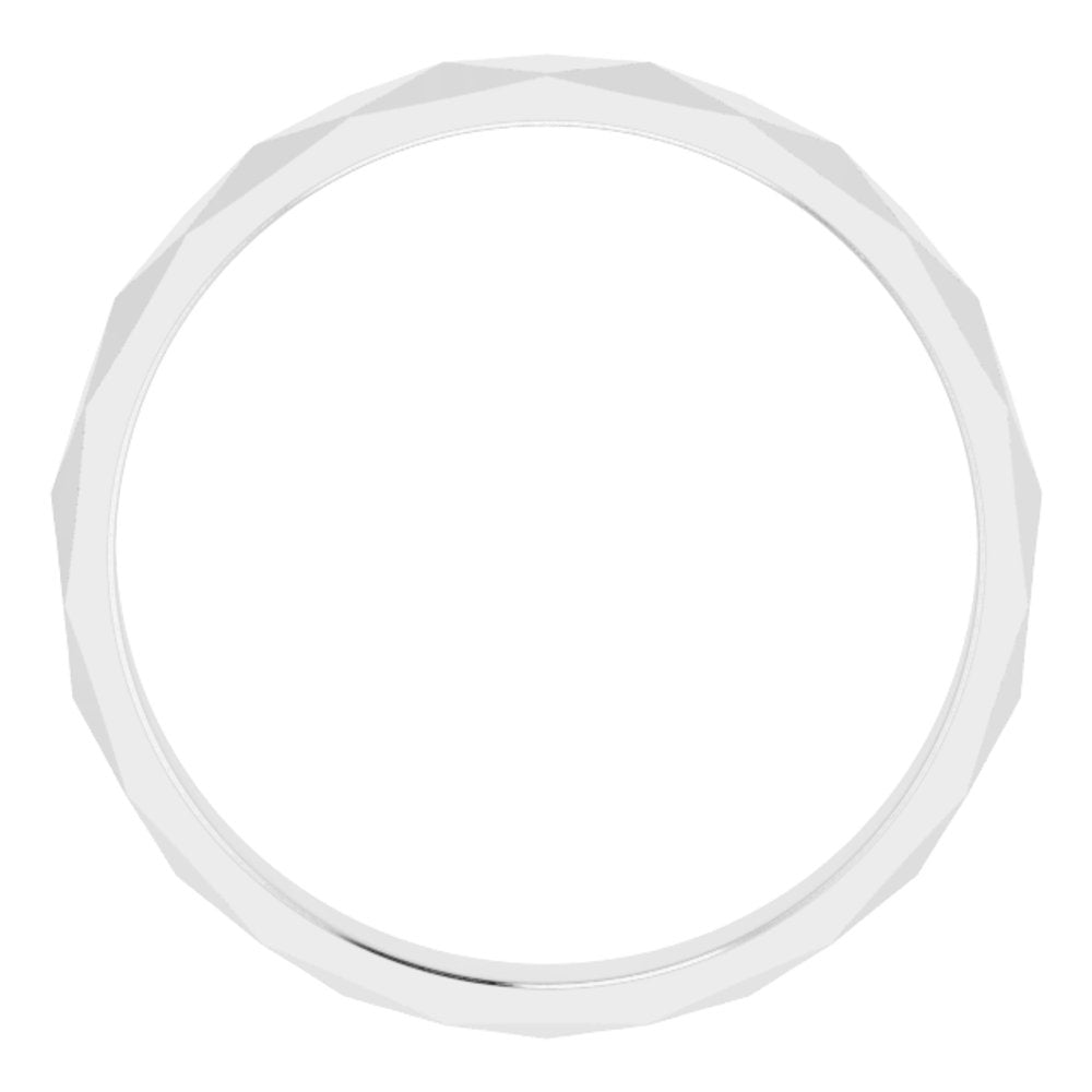 14K White 3.5 mm Geometric Faceted Flat Band