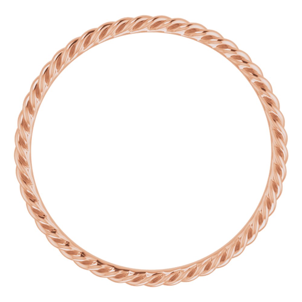 14K Rose 2.2 mm Skinny Rope Band Size 10