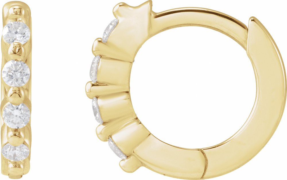 14K Yellow Gold 1/10 CTW Natural Diamond 10.74 mm Hinged Hoop Earrings