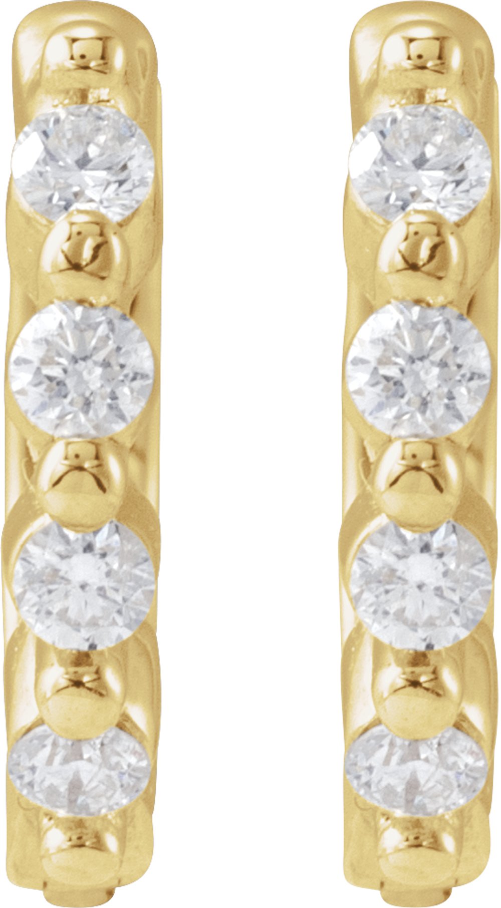 14K Yellow Gold 1/10 CTW Natural Diamond 10.74 mm Hinged Hoop Earrings