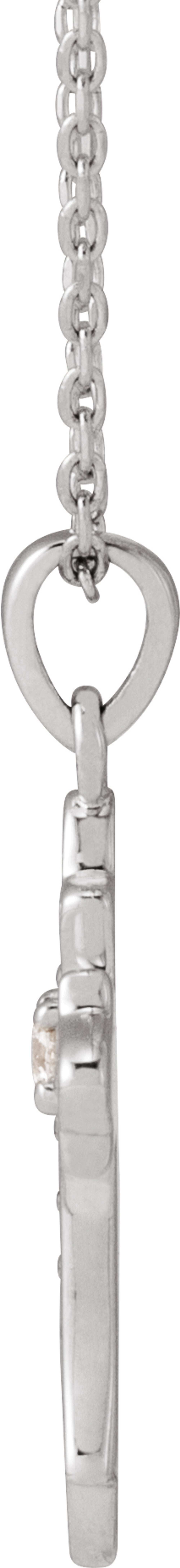 14K White Gold .08 CTW Natural Diamond Vintage-Inspired Cross 16-18" Necklace