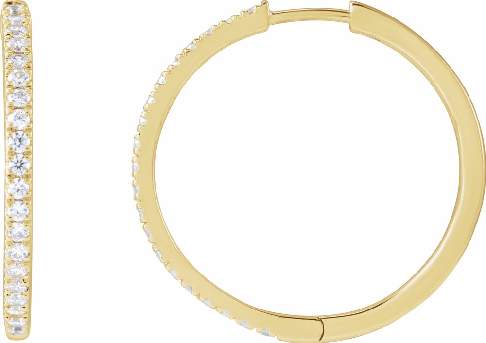 14K Yellow Gold 1/2 CTW Lab-Grown Diamond 22.9 mm Hoop Earrings