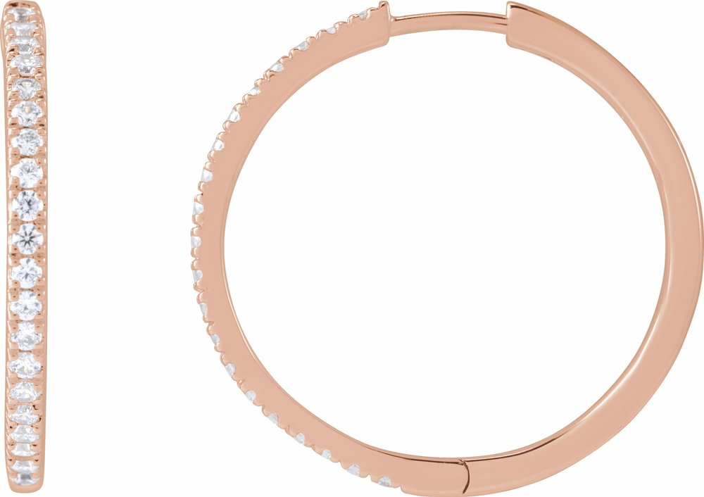14K Rose Gold 1/2 CTW Lab-Grown Diamond 22.9 mm Hoop Earrings