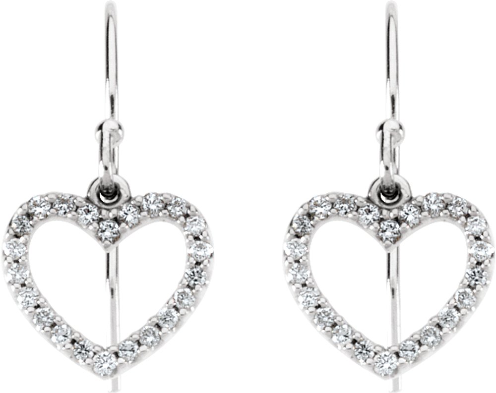 14K White Gold 1/5 CTW Natural Diamond Heart Earrings