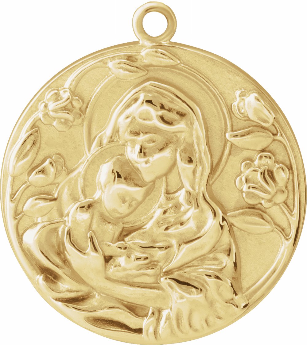 18K Yellow Madonna and Child Dangle