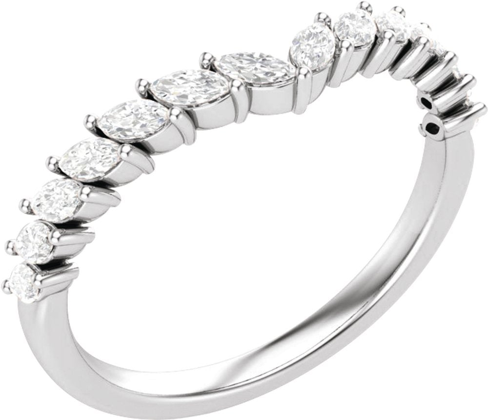 14K White Gold 3/8 CTW Natural Diamond Contour Band