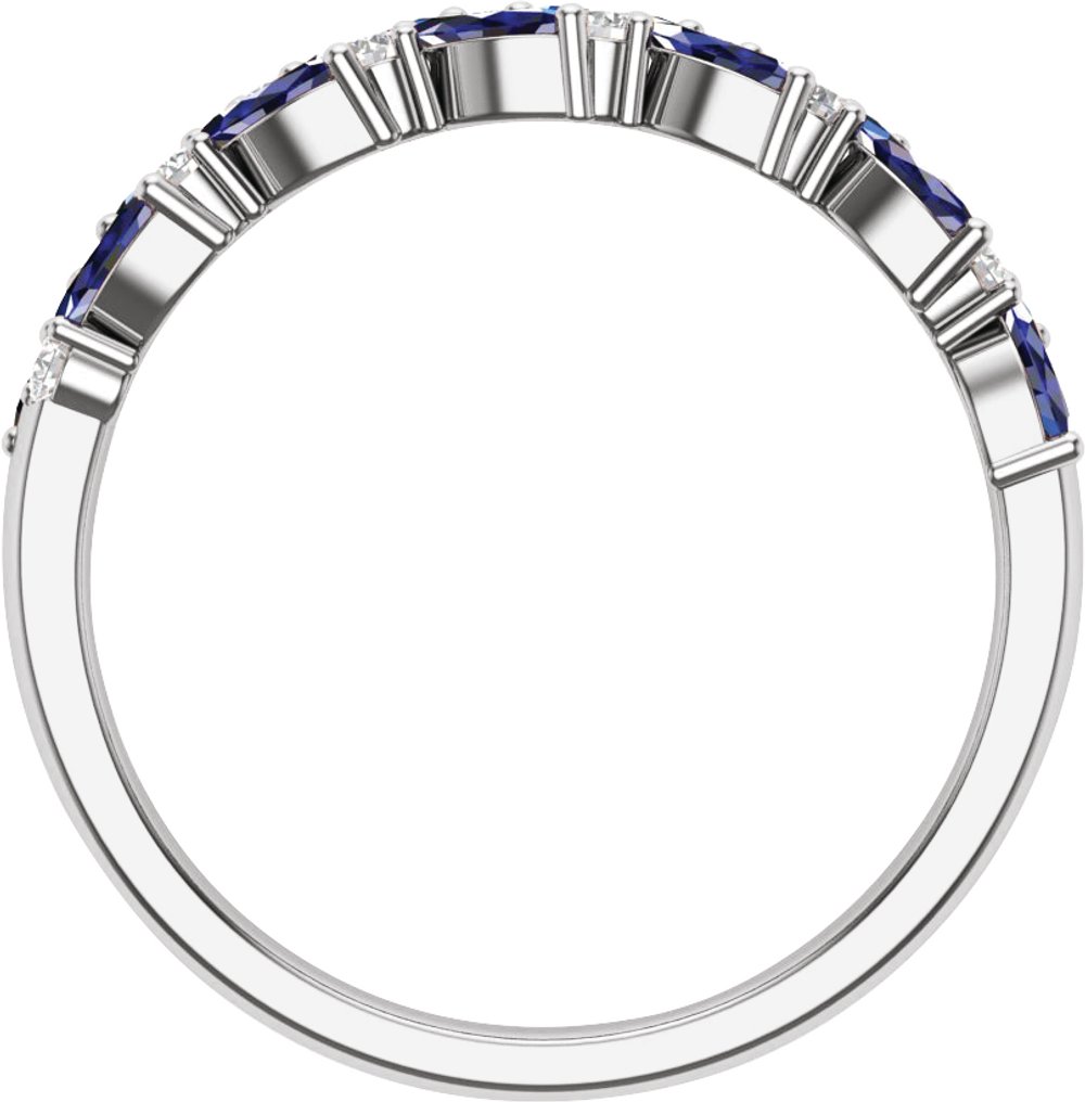 14K White Gold 1/5 CTW Natural Diamond and Natural Blue Sapphire Anniversary Band