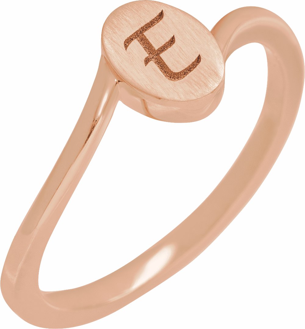 14K Rose Engravable Oval Signet Ring