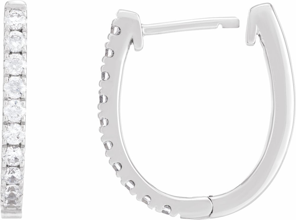 14K White 1/2 CTW Lab-Grown Diamond Hoop Earrings