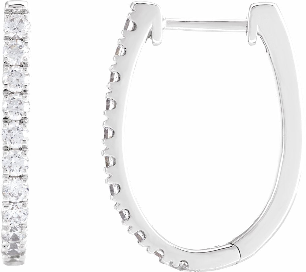 14K White Gold 3/4 CTW Lab-Grown Diamond Hoop Earrings