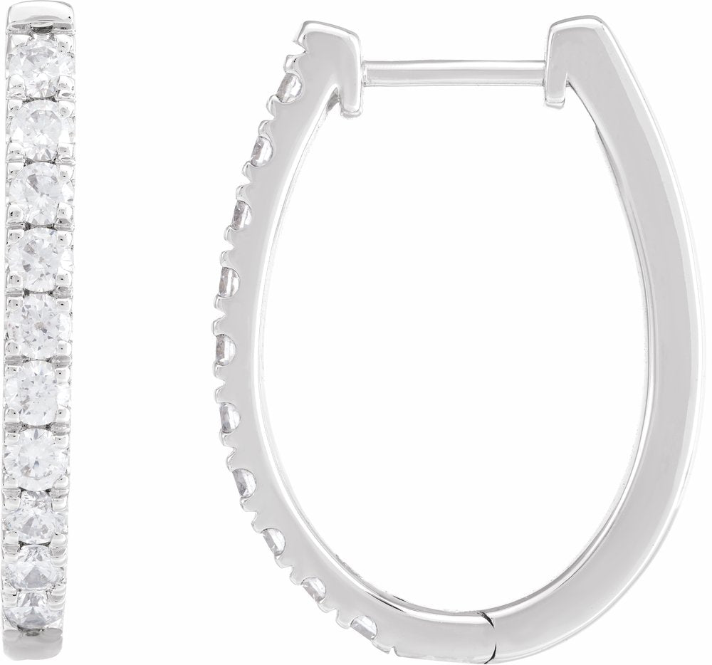 14K White Gold 9/10 CTW Lab-Grown Diamond Hoop Earrings